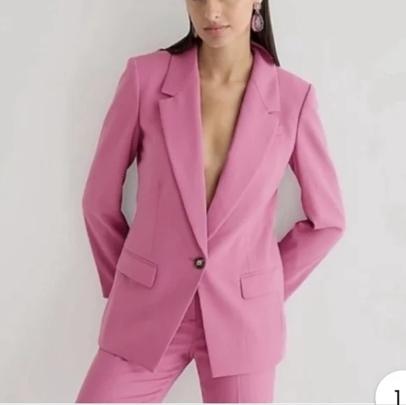 J. Crew Willa Blazer And Pantsuit Wool Blend Pink Size 6 - Picture 2 of 11